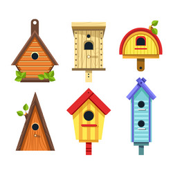 birdhouse of wood isolated objects tree nesting vector image