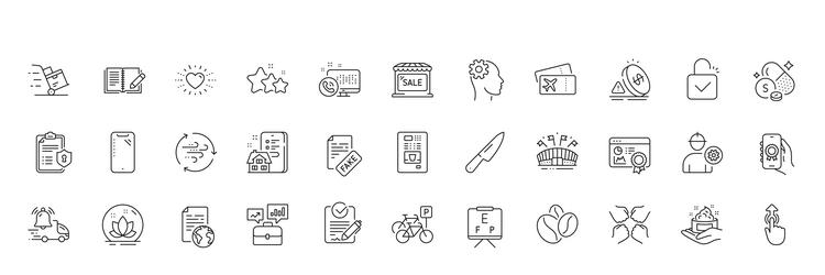 coffee vending rfp and heart line icons for web vector image