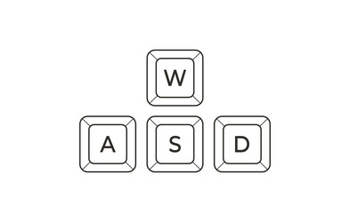 keyboard control keys awsd in flat line style vector image