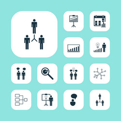 management icons set with statistical report vector image