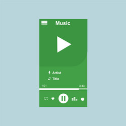 media player application app template with flat vector image
