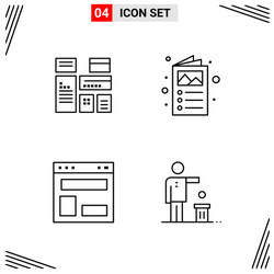 4 icons line style grid based creative outline vector image