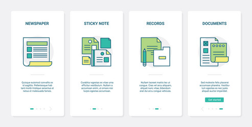 business document data files ux ui onboarding vector