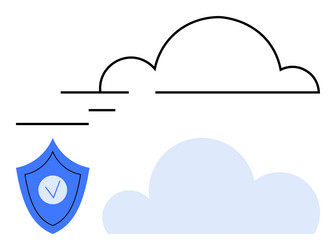 cloud security concept with shield and simplified vector image
