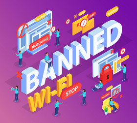 internet blocking isometric composition vector image