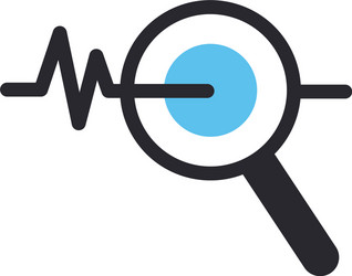 line chart on lupe and fill style icon vector image