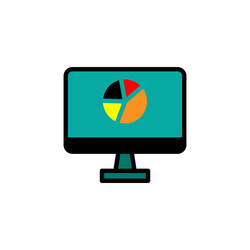 Monitor screen icon with graphics can vector