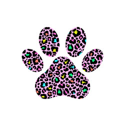 paw print d with leopard pattern vector image
