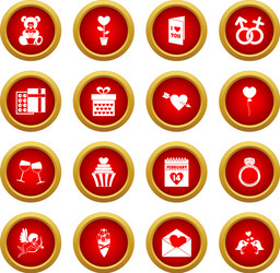 saint valentine icon red circle set vector