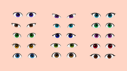 set of 3d eyes different shape colors types vector image
