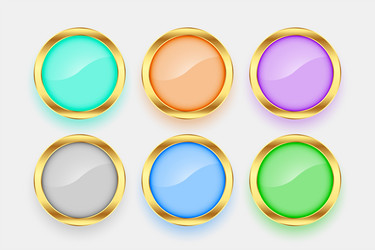 set of 3d golden circle buttons element design vector image