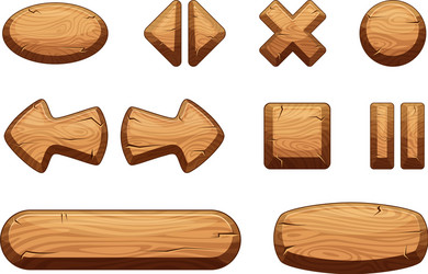 Wooden Button Set - Game UI vector image
