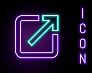 glowing neon line open in new window icon isolated vector image