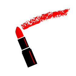 red lipstick draws line imprint vector