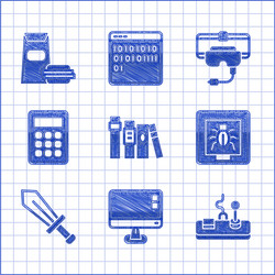 set book computer monitor screen gamepad vector image
