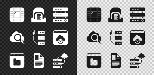 set processor with cpu hangar servers server vector image