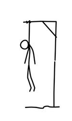 A hanged man dead in loop metaphor linear vector