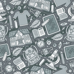 cartoon hand-drawn back to school seamless pattern vector