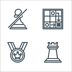 Chess game line icons linear set quality vector