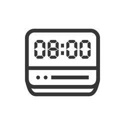 Digital alarm clock line style isolated vector