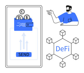 digital wallet on smartphone sending vector image