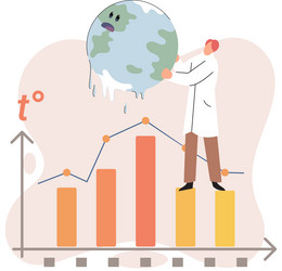 Global warming concept scientist studies rising vector