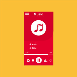 media player application app template with flat vector image