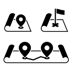 Navigation pin on map icons set vector