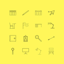 office linear icon set simple outline icons vector image