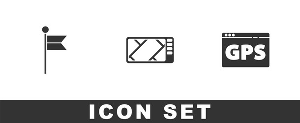 set location marker gps device with map and icon vector image