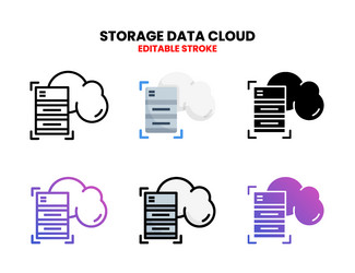 Storage data icon set with different styles vector