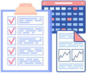 Survey checklist paperwork with data vector