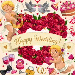 Wedding Romance Hearts & Angels Vector Image