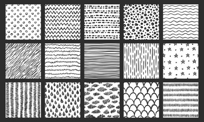 Hand Drawn Sketch Texture Patterns vector image