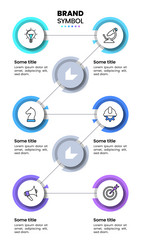 infographic template vertical line with 6 steps vector image