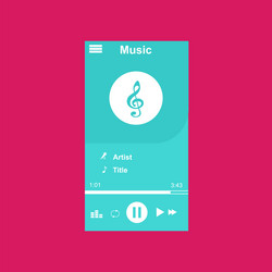 media player application app template with flat vector