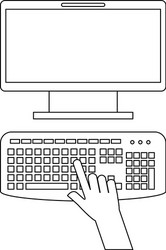user with computer desktop vector image
