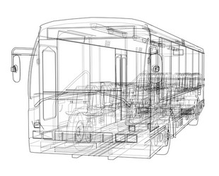 Wireframe City Bus Rendering vector image