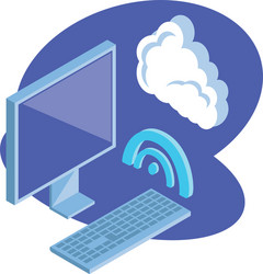 desktop computer screen with cloud information vector image