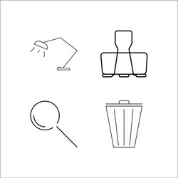 office simple linear icon setsimple outline icons vector image