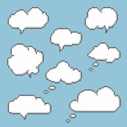 retro game 8bit cloud pixel speech bubble balloon vector image