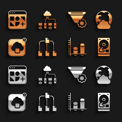 set folder tree social network hard disk drive vector image