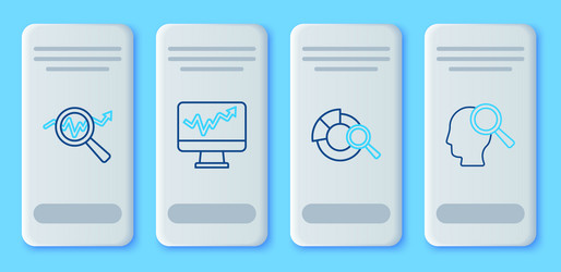 set line monitor with graph chart search data vector image