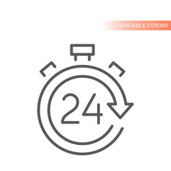 24 hours open clock line icon vector