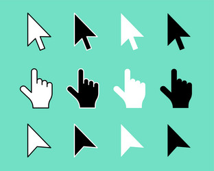 flat style hand pointer and cursor in collection vector image