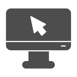 Monitor with mouse pointer solid icon school vector