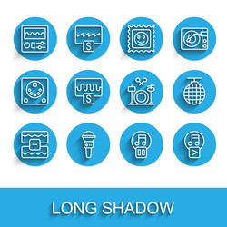 set line music wave equalizer microphone drum vector image