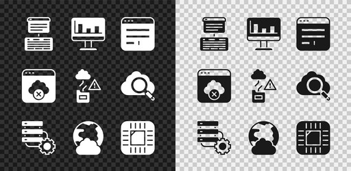 set server data web hosting monitor with graph vector image