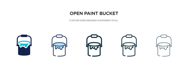 Open paint bucket icon in different style two vector