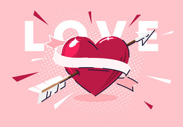 red heart with an arrow inside vector image